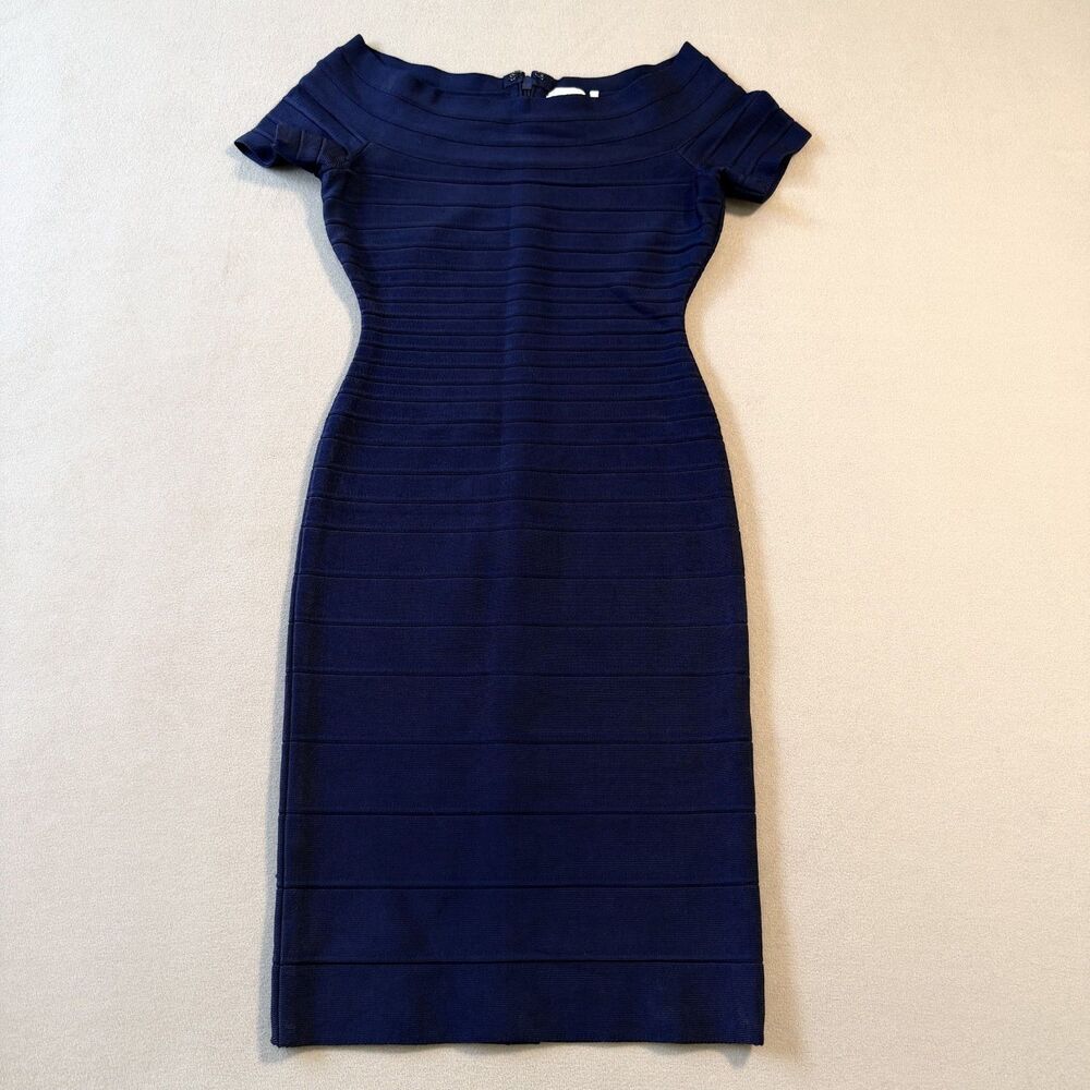 HERVE LEDGER PARIS | Bandage Dress Dark Navy • Sz XS 950$ MSRP